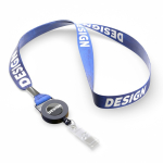 Lanyard de poliéster hecho a medida para sublimar con portacredencial color azul ultramarino