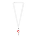 Lanyard portacredencial hecho a medida de RPET con detalle metálico color rojo septima vista