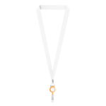 Lanyard portacredencial hecho a medida de RPET con detalle metálico color naranja septima vista