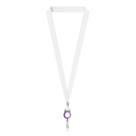 Lanyard portacredencial hecho a medida de RPET con detalle metálico color violeta septima vista