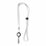 Lanyard ajustable de poliéster fino con mosquetón extensible color blanco septima vista