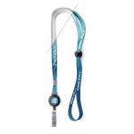 Lanyard ajustable de poliéster fino con mosquetón extensible color blanco vista de impresión