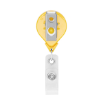 Portacredenciales hecho a medida retráctil redondo personalizable ⌀2.5 color amarillo tercera vista