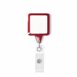 Portacredenciales hecho a medida retráctil cuadrado personalizable color rojo septima vista