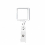 Portacredenciales hecho a medida retráctil cuadrado personalizable color blanco septima vista