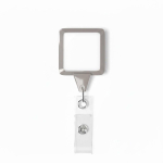 Portacredenciales hecho a medida retráctil cuadrado personalizable color gris septima vista