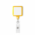 Portacredenciales hecho a medida retráctil cuadrado personalizable color amarillo septima vista