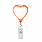 Portacredenciales retráctil hecho a medida en forma de corazón color naranja septima vista