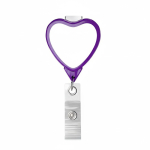 Portacredenciales retráctil hecho a medida en forma de corazón color violeta septima vista