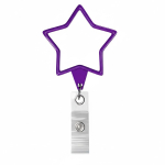 Portacredenciales retráctil hecho a medida en forma de estrella color violeta septima vista
