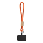 Correa corta para el móvil hecha a medida con detalle en bambú color naranja septima vista