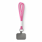 Doble cordones para el móvil hecho a medida con parche personalizable color fucsia septima vista