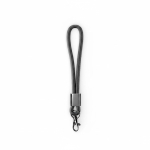 Lanyard muñequera de nailon hecho a medida con pieza metálica color negro septima vista
