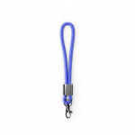 Lanyard muñequera de nailon hecho a medida con pieza metálica color azul septima vista