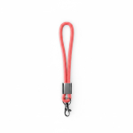 Lanyard muñequera de nailon hecho a medida con pieza metálica color rojo septima vista