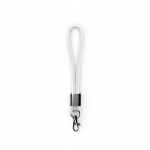 Lanyard muñequera de nailon hecho a medida con pieza metálica color blanco septima vista