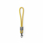 Lanyard muñequera de nailon hecho a medida con pieza metálica color amarillo septima vista
