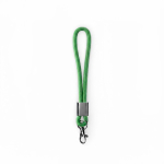 Lanyard muñequera de nailon hecho a medida con pieza metálica color verde septima vista