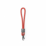 Lanyard muñequera de nailon hecho a medida con pieza metálica color rojo oscuro septima vista