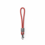 Lanyard muñequera de nailon hecho a medida con pieza metálica color granate septima vista