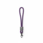 Lanyard muñequera de nailon hecho a medida con pieza metálica color morado septima vista