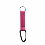 Llavero de cinta de poliéster hecho a medida con mosquetón color fucsia septima vista