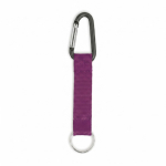 Llavero cinta hecho a medida de RPET con mosquetón y anilla metálica color morado septima vista