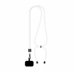 Lanyard bicolor ajustable hecho a medida hecho de RPET para el móvil color blanco septima vista