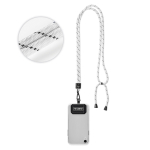 Lanyard bicolor ajustable hecho a medida hecho de RPET para el móvil color blanco quinta vista