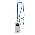 Lanyard bicolor ajustable hecho a medida hecho de RPET para el móvil color azul real