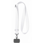 Lanyard portacredencial ajustable hecho a medida de RPET para sublimar color blanco septima vista