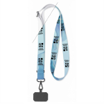 Lanyard portacredencial ajustable hecho a medida de RPET para sublimar color blanco vista de impresión