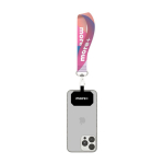Lanyard muñequera para móvil hecho a medida con parche personalizable color blanco