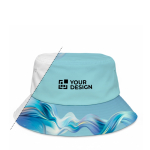 Gorro poliéster 150 g/m2 hecho a medida para personalizar ambos lados color blanco vista de impresión