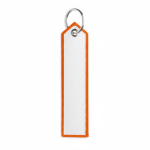 Llavero de poliéster hecho a medida con diseño de etiqueta color naranja septima vista