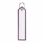 Llavero de poliéster hecho a medida con diseño de etiqueta color morado septima vista