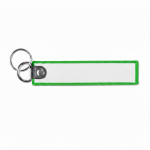 Llavero en forma de etiqueta de tela hecho a medida con doble anilla color verde septima vista