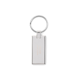 Llavero de aleación de zinc hecho a medida en forma rectangular color blanco tercera vista