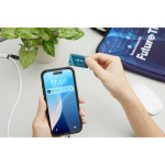 Llavero rectangular hecho a medida de PVC con NFC preprogramado color blanco