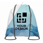 Clásica mochila de cuerdas hecha a medida hecha de poliéster color blanco vista de impresión