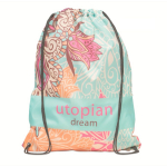 Mochila de cuerdas hecha a medida de RPET con cuerdas negras color blanco