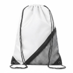 Mochila de cuerdas hecha a medida de poliéster con bolsillo de malla color blanco septima vista