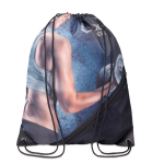 Mochila de cuerdas hecha a medida de poliéster con bolsillo de malla color blanco