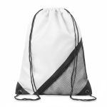 Mochila de cuerdas hecha a medida de RPET con bolsillo de malla color blanco septima vista