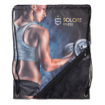 Mochila de cuerdas hecha a medida de RPET con bolsillo de malla color blanco quinta vista