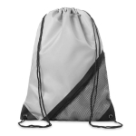 Mochila de cuerdas hecha a medida de RPET con bolsillo de malla color blanco