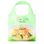 Bolsa plegable hecha a medida de RPET con bolsillo interior color blanco