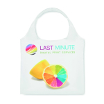 Bolsa plegable hecha a medida de RPET con bolsillo interior color blanco
