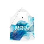 Bolsa plegable hecha a medida para la compra con funda con mosquetón color blanco vista de impresión
