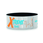 Pulsera reflectante hecha a medida con superficie cuadriculada color plateado